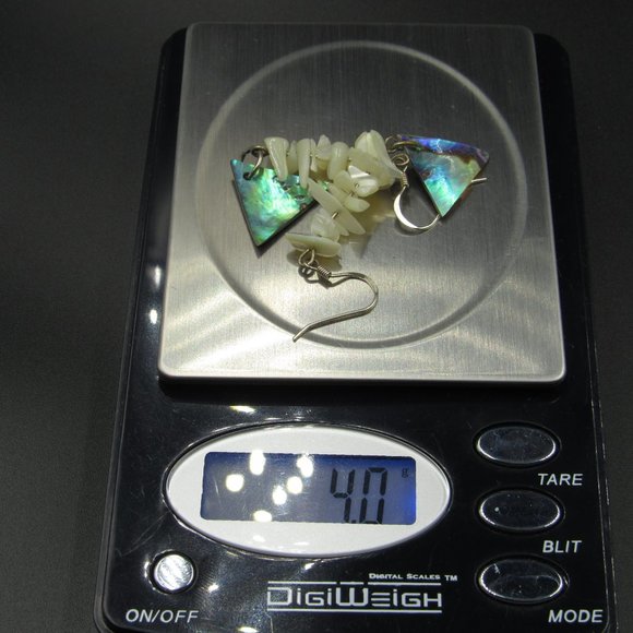 Sterling Silver White & Abalone Shell Earrings - Picture 4 of 4